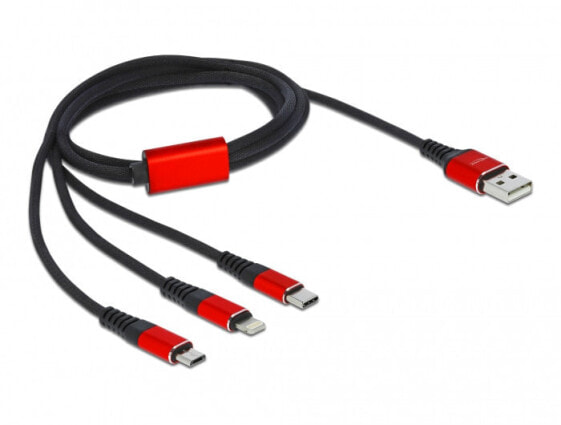 Кабель зарядки USB A - USB C/Lightning Delock 86709 1 м черно-красный