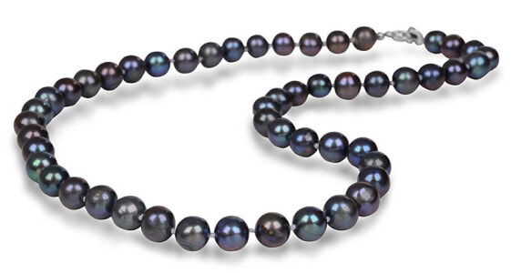 Necklace with genuine metallic blue pearls JL0265