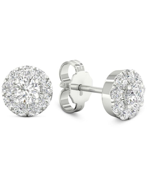 Lab-Created Diamond Halo Cluster Stud Earrings (1/2 ct. t.w.) in Sterling Silver