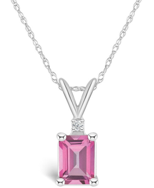 Pink Topaz (1-1/3 ct. t.w.) and Diamond Accent Pendant Necklace in 14K Yellow Gold or 14K White Gold