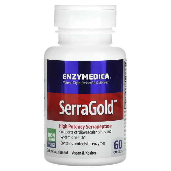 Enzymedica, SerraGold, высокоэффективная серрапептаза, 60 капсул