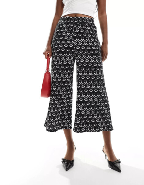 River Island culotte trousers in black pattern