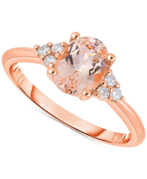 Morganite (1 ct. t.w.) & Diamond (1/10 ct. t.w.) Oval Ring in 10k Rose Gold