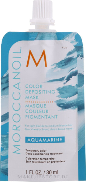 Pflegende Tönungsmaske für blondes Haar - MoroccanOil Color Depositing Mask Aquamarine