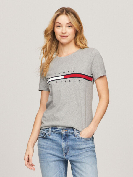 Embroidered Flag Stripe Logo T-Shirt