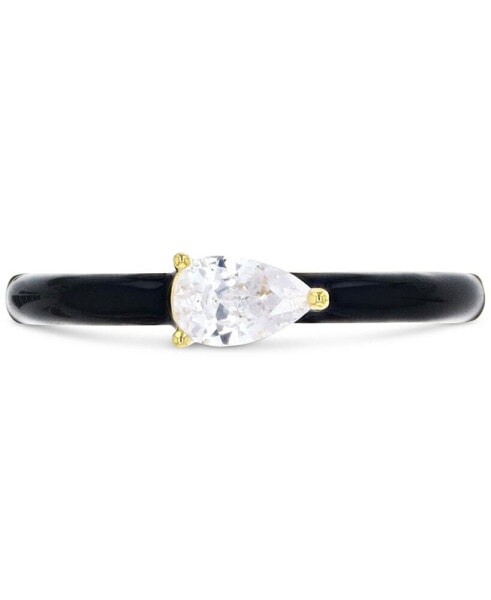 Cubic Zirconia & Enamel Ring in 14k Gold-Plated Sterling Silver
