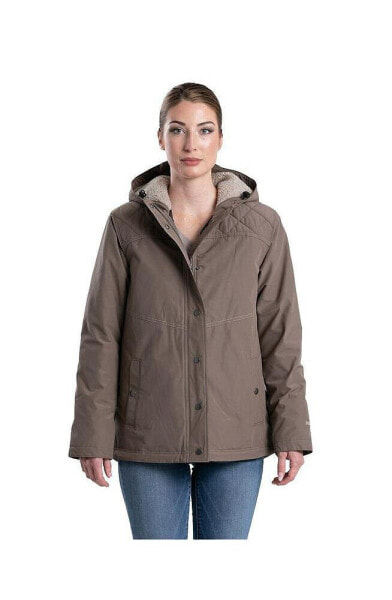 Plus Size Softstone Micro-Duck Hooded Coat