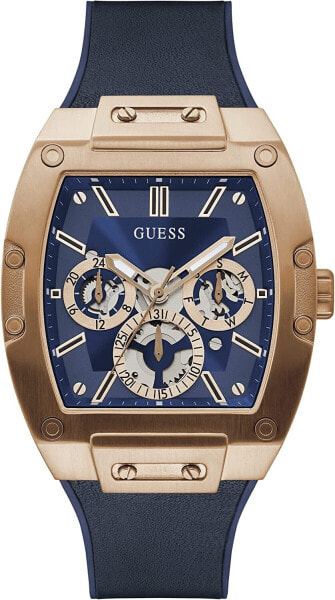 Guess Herren Uhr Edelstahl Amband Leder/silikon blau GW0202G4