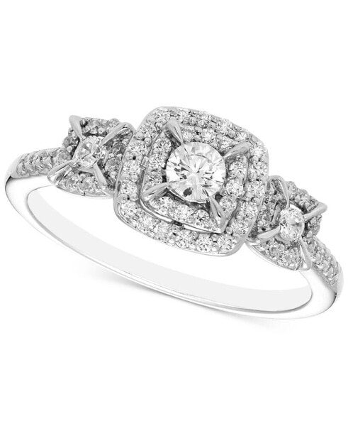 Кольцо Macy's Diamond 3-Stone Triple Halo