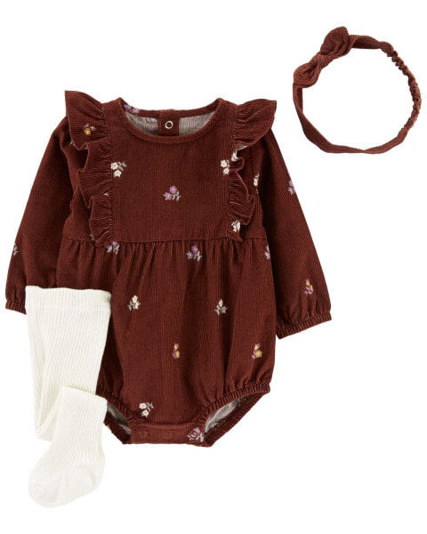 Baby 3-Piece Corduroy Bubble Romper Set 24M