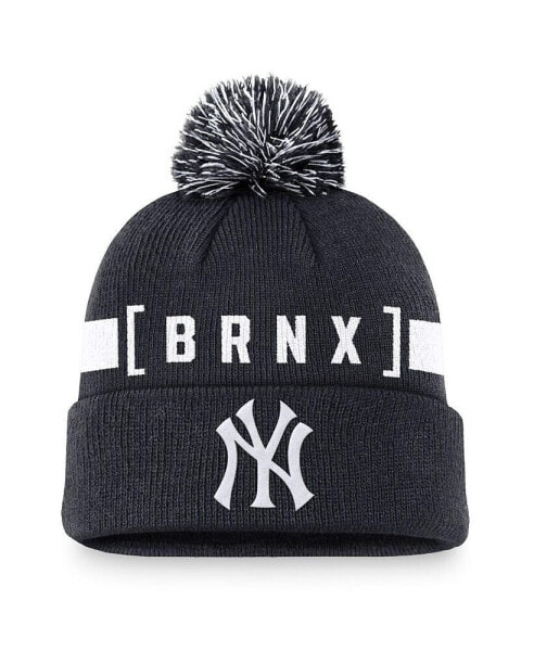 Men's Navy New York Yankees Hometown Peak Cuffed Knit Hat with Pom