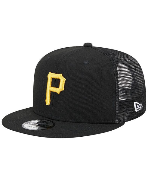 Men's Black Pittsburgh Pirates Team Color Trucker 9FIFTY Snapback Hat