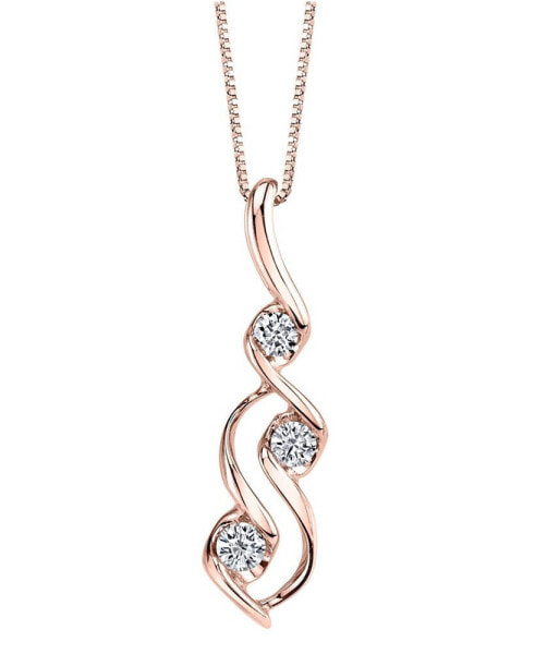 Sirena diamond (1/10 ct. t.w.) Three Stone Pendant in 14k Yellow Gold or Rose Gold