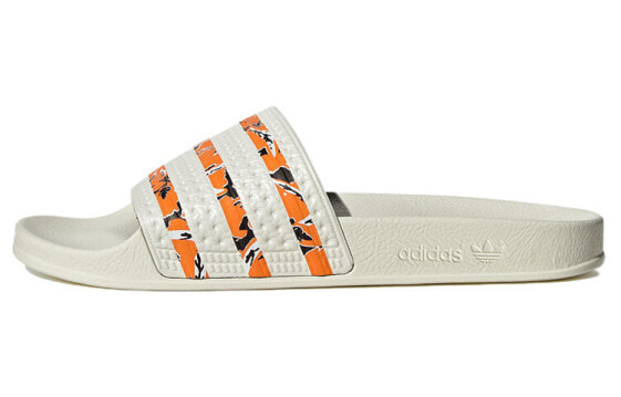 Шлепанцы спортивные adidas originals Adilette бело-оранжевые (мужские)