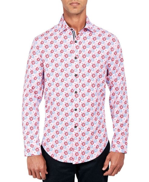 Men's Regular-Fit Non-Iron Performance Stretch Flower-Print Button-Down Shirt