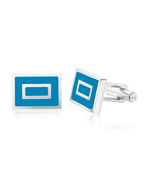 Stainless Steel Enamel Square Cuff Links