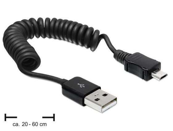 Разъем USB 2.0-A/USB micro-B 0.6m Delock - черный - 0.6 м - USB A - Micro-USB B - USB 2.0 - Male/Male