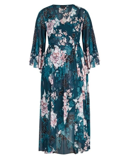 Plus Size Jade Blossom Maxi Dress