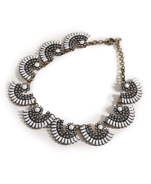 Women's Silver Embellished Fan Collar Necklace