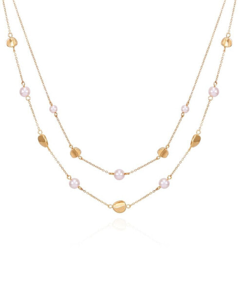 T Tahari gold-Tone Imitation Pearl Layered Necklace