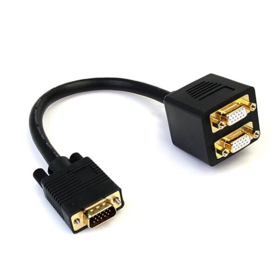 StarTech.com 1 ft VGA to 2x VGA Video Splitter Cable – M/F - 0.3 m - VGA (D-Sub) - 2 x VGA (D-Sub) - Male - Female - Black