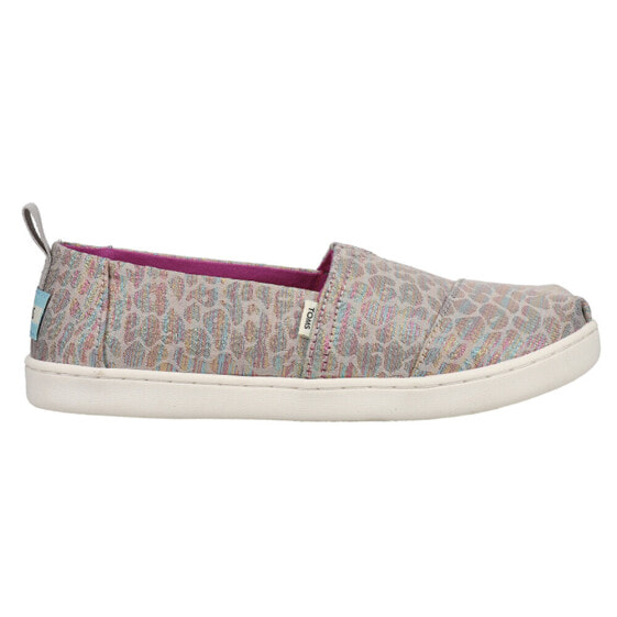 TOMS Alpargata Leopard Glitter Slip On Toddler Girls Grey Flats Casual 10016867