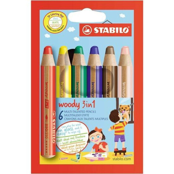 Цветные карандаши акварельные STABILO Woody 3-в-1 Разноцветные