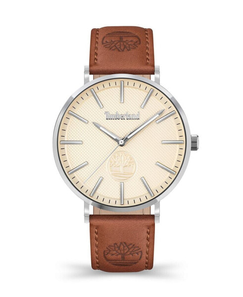 Men's Kinsley 3 Hands Wheat Leather Strap Watch 42mm
