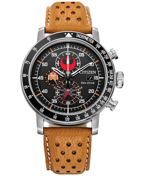 Eco-Drive Men's Chronograph Star Wars Rebel Pilot Orange Perforated Leather Strap Watch 44mm