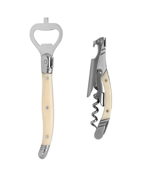 Laguiole Barware Bottle Opener and Corkscrew Set with Handles