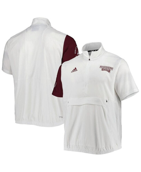 Куртка мужская Adidas Mississippi State Bulldogs белая, с застежкой на половину, из ткани AeroReady