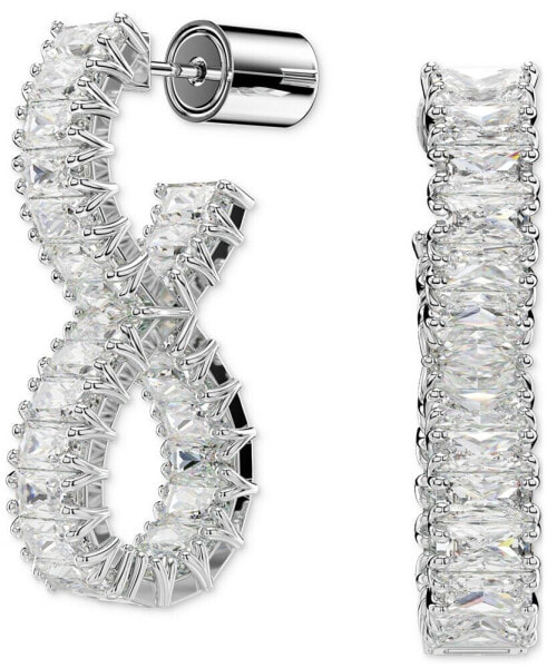 Rhodium-Plated Baguette Crystal Infinity Drop Earrings