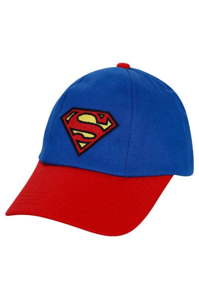 Süperman Erkek Çocuk Kep Şapka 6-9 Yaş Mavi