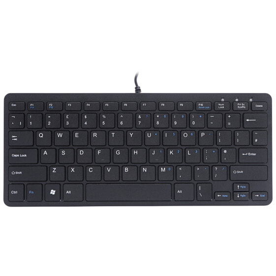 R-Go Compact R-Go ergonomic keyboard - QWERTY (UK) - wired - black - Mini - Wired - USB - QWERTY - Black
