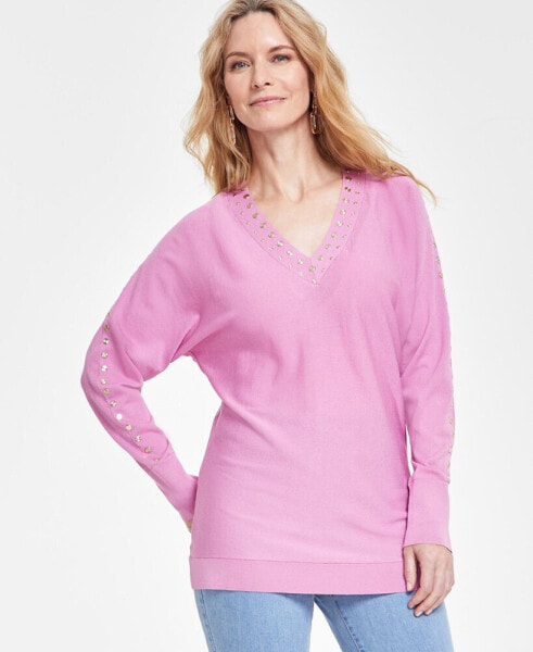 Women's Studded V-Neck Tunic, Created for Macy's