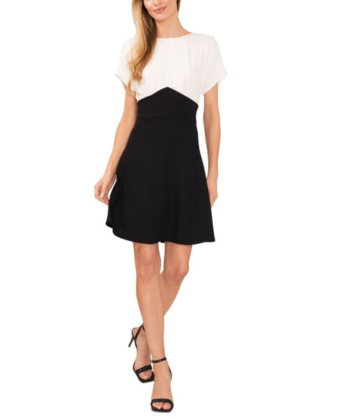 Women's Colorblocked Dolman Short Sleeve Dress