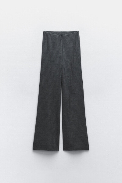 Ribbed flowing wide-leg trousers