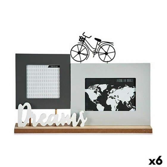 Фоторамка Dreams Велосипед Белый Чёрный Серый Деревянный 6 x 27 x 37,5 cm (6 штук)