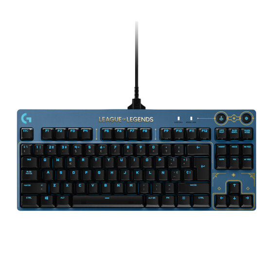 Logitech G G PRO Mechanical Keyboard League of Legends Edition - Tenkeyless (80 - 87%) - USB - Mechanical - QWERTY - RGB LED - Black - Blue - Gold