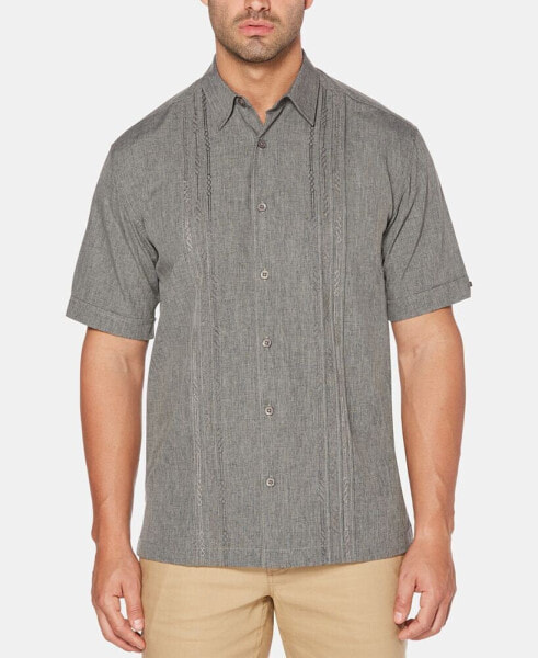 Men's Geo Embroidered Panel Chambray Shirt