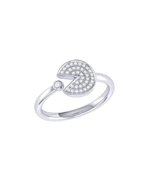 Pac-man Candy Design Sterling Silver Diamond Open Women Ring