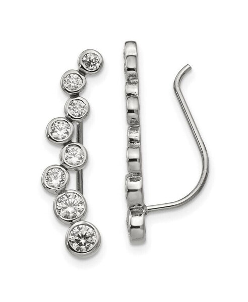 Stainless Steel Polished with CZ Ear Climbers