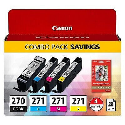 Canon 270 Black, 271 C/M/Y Combo 4pk Ink Cartridges - Cyan, Magenta, Yellow