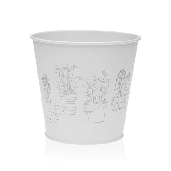 Plant pot Versa Zink White Metal (14,5 cm)