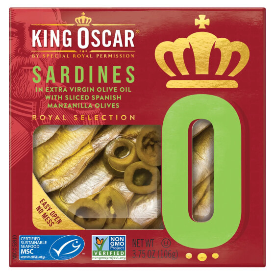 Sardines In Extra Virgin Olive Oil With Sliced Spanish Manzanilla Olives, 3.75 oz (106 g)