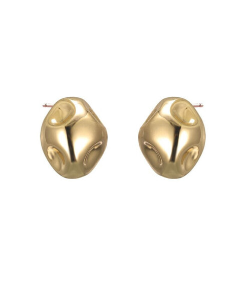Solid Indented Pebble Stud Earring