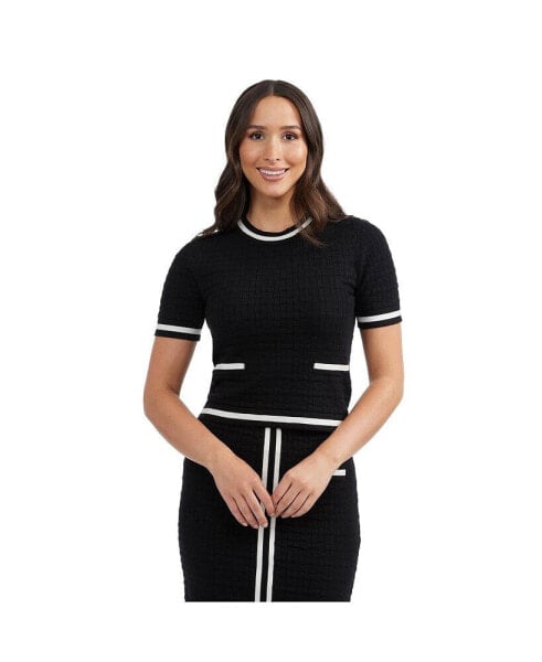 Women's Textured Shirt with Contrast Rib Trim