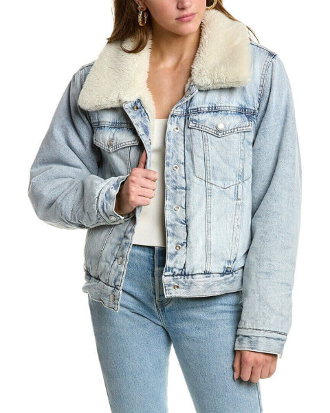 Oat Oversized Reversible Polar Fleece Trucker Jacket Women's Blue Xs