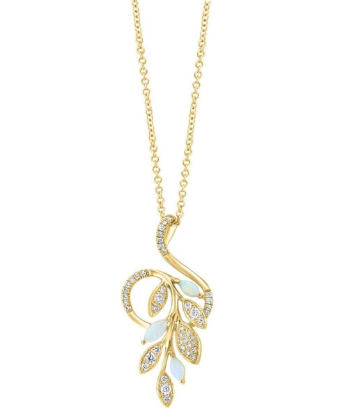EFFY Collection eFFY® Opal (1/6 ct. t.w.) & Diamond (1/4 ct. t.w.) 18" Pendant Necklace in 14k Yellow Gold