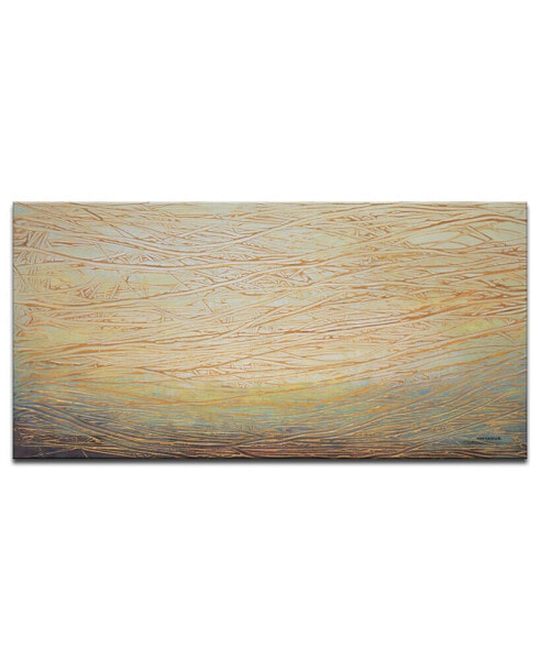 'Metallic Waves' Abstract Canvas Wall Art - 18" x 36"
